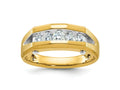 FJC Finejewelers 14 kt Two Tone Gold Men's Polished and Satin 5-Stone Lab Grown Diamonds Ring 7 mm