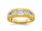 FJC Finejewelers 14 kt Two Tone Gold Men's Polished and Satin 5-Stone Lab Grown Diamonds Ring 7 mm