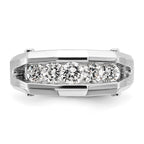 FJC Finejewelers 14 kt White Gold Men's Polished and Satin 5-Stone Lab Grown Diamonds Ring 8 mm