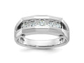 FJC Finejewelers 14 kt White Gold Men's Polished and Satin 5-Stone Lab Grown Diamonds Ring 8 mm