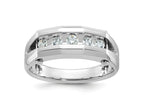 FJC Finejewelers 14 kt White Gold Men's Polished and Satin 5-Stone Lab Grown Diamonds Ring 8 mm