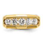 FJC Finejewelers 14 kt Two Tone Gold Men's Polished and Satin 5-Stone Lab Grown Diamonds Ring 9 mm