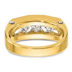 FJC Finejewelers 14 kt Two Tone Gold Men's Polished and Satin 5-Stone Lab Grown Diamonds Ring 9 mm