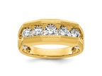 FJC Finejewelers 14 kt Two Tone Gold Men's Polished and Satin 5-Stone Lab Grown Diamonds Ring 9 mm