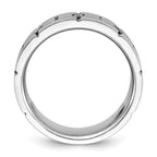 FJC Finejewelers 14 kt White Gold Men's Satin and Grooved 3-Stone Lab Grown Diamonds Ring 8 mm