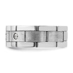 FJC Finejewelers 14 kt White Gold Men's Satin and Grooved 3-Stone Lab Grown Diamonds Ring 8 mm