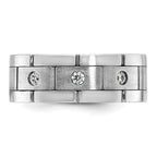 FJC Finejewelers 14 kt White Gold Men's Satin and Grooved 3-Stone Lab Grown Diamonds Ring 8 mm