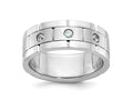 FJC Finejewelers 14 kt White Gold Men's Satin and Grooved 3-Stone Lab Grown Diamonds Ring 8 mm