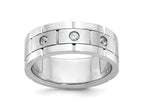 FJC Finejewelers 14 kt White Gold Men's Satin and Grooved 3-Stone Lab Grown Diamonds Ring 8 mm