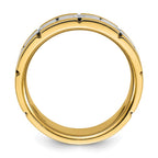 FJC Finejewelers 14 kt Two Tone Gold Men's Satin and Grooved 3-Stone Lab Grown Diamonds Ring 8 mm