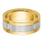 FJC Finejewelers 14 kt Two Tone Gold Men's Satin and Grooved 3-Stone Lab Grown Diamonds Ring 8 mm