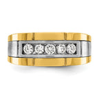 FJC Finejewelers 14 kt Two Tone Gold Men's Polished and Satin 5-Stone Lab Grown Diamonds Ring 9 mm