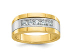 FJC Finejewelers 14 kt Two Tone Gold Men's Polished and Satin 5-Stone Lab Grown Diamonds Ring 9 mm