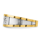FJC Finejewelers 14 kt Two Tone Gold Men's Polished and Satin 3-Stone Lab Grown Diamonds Ring 8 mm