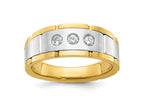 FJC Finejewelers 14 kt Two Tone Gold Men's Polished and Satin 3-Stone Lab Grown Diamonds Ring 8 mm