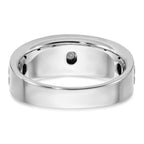 FJC Finejewelers 14 kt White Gold Men's Satin and Grooved 3-Stone Lab Grown Diamonds Ring 8 mm