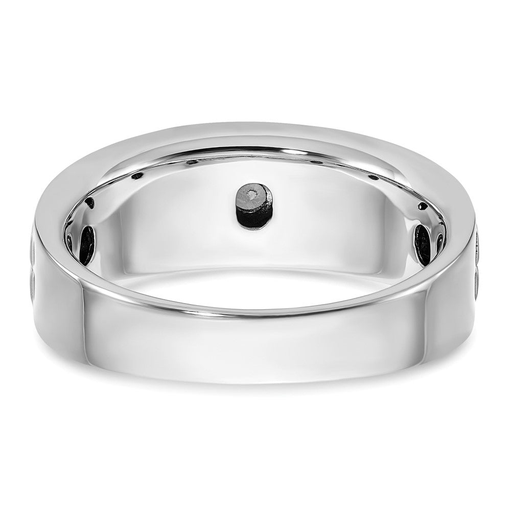 FJC Finejewelers 14 kt White Gold Men's Satin and Grooved 3-Stone Lab Grown Diamonds Ring 8 mm