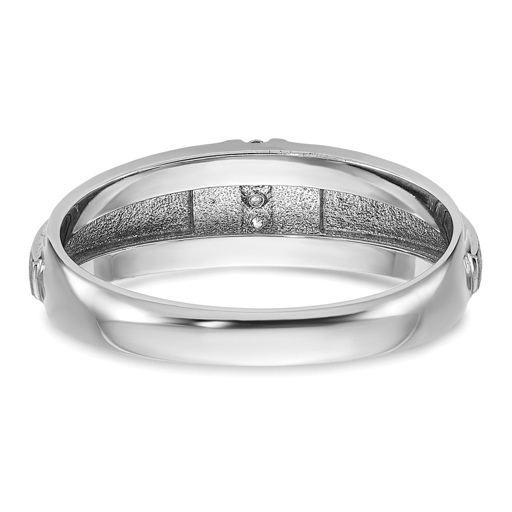 FJC Finejewelers 14 kt White Gold Men's Polished and Satin 3-Stone Lab Grown Diamonds Ring 6 mm