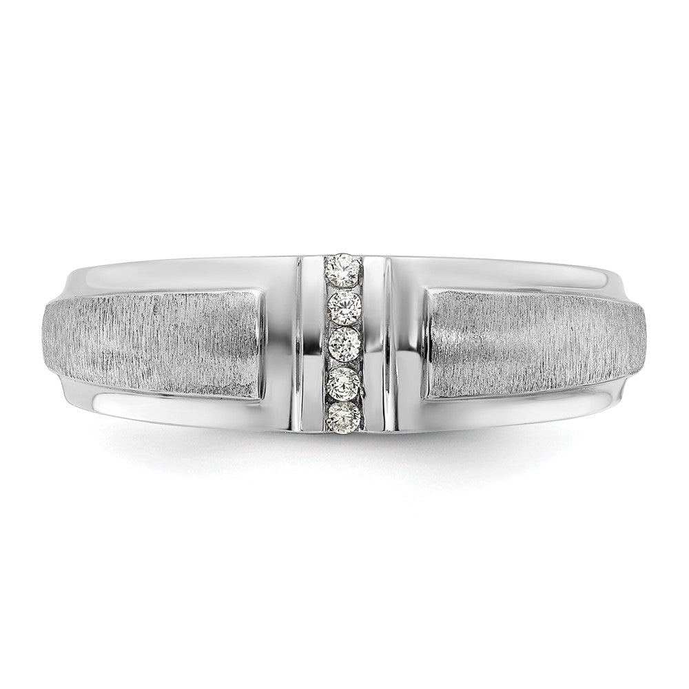 FJC Finejewelers 14 kt White Gold Men's Polished and Satin 3-Stone Lab Grown Diamonds Ring 6 mm