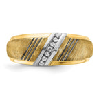 FJC Finejewelers 14 kt Yellow Gold with White and Black Rhodium Men's Satin Lab Grown Diamonds Ring