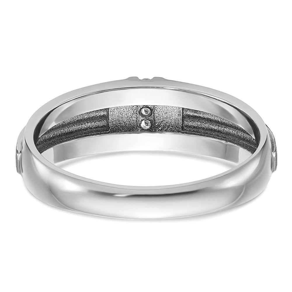 FJC Finejewelers 14 kt White Gold with Black Rhodium Men's Satin/Grooved Lab Grown Diamonds Ring