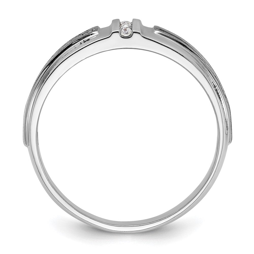FJC Finejewelers 14 kt White Gold with Black Rhodium Men's Satin/Grooved Lab Grown Diamonds Ring