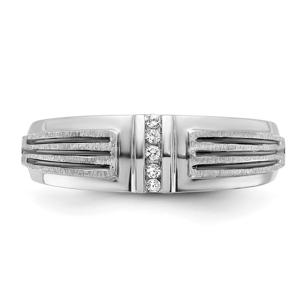 FJC Finejewelers 14 kt White Gold with Black Rhodium Men's Satin/Grooved Lab Grown Diamonds Ring