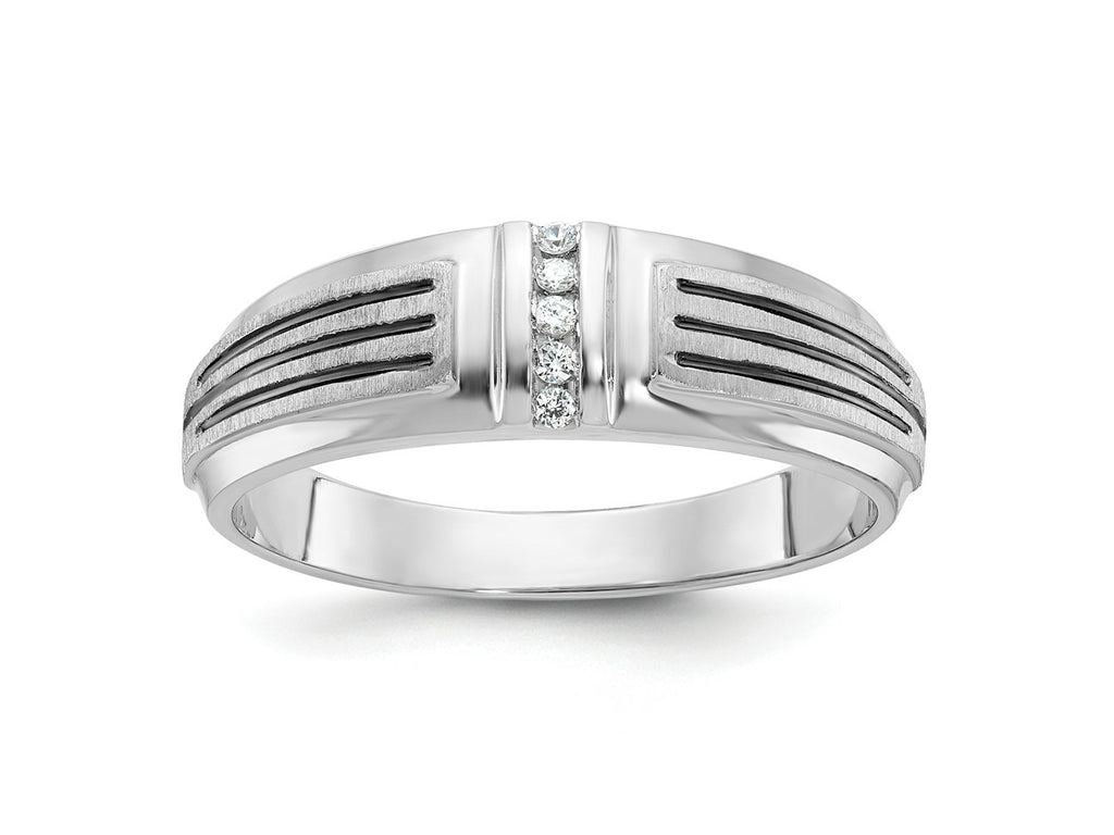 FJC Finejewelers 14 kt White Gold with Black Rhodium Men's Satin/Grooved Lab Grown Diamonds Ring
