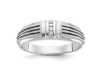 FJC Finejewelers 14 kt White Gold with Black Rhodium Men's Satin/Grooved Lab Grown Diamonds Ring