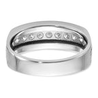 FJC Finejewelers 14 kt White Gold Men's Polished Brushed Grooved Lab Grown Diamonds Ring 7 mm