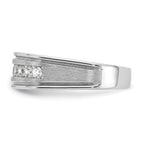FJC Finejewelers 14 kt White Gold Men's Polished Brushed Grooved Lab Grown Diamonds Ring 7 mm