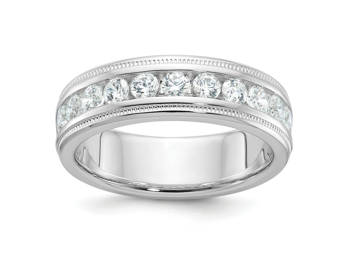 FJC Finejewelers 14 kt White Gold Men's Polish/Milgrain 11-Stone Lab Grown Diamonds Ring
