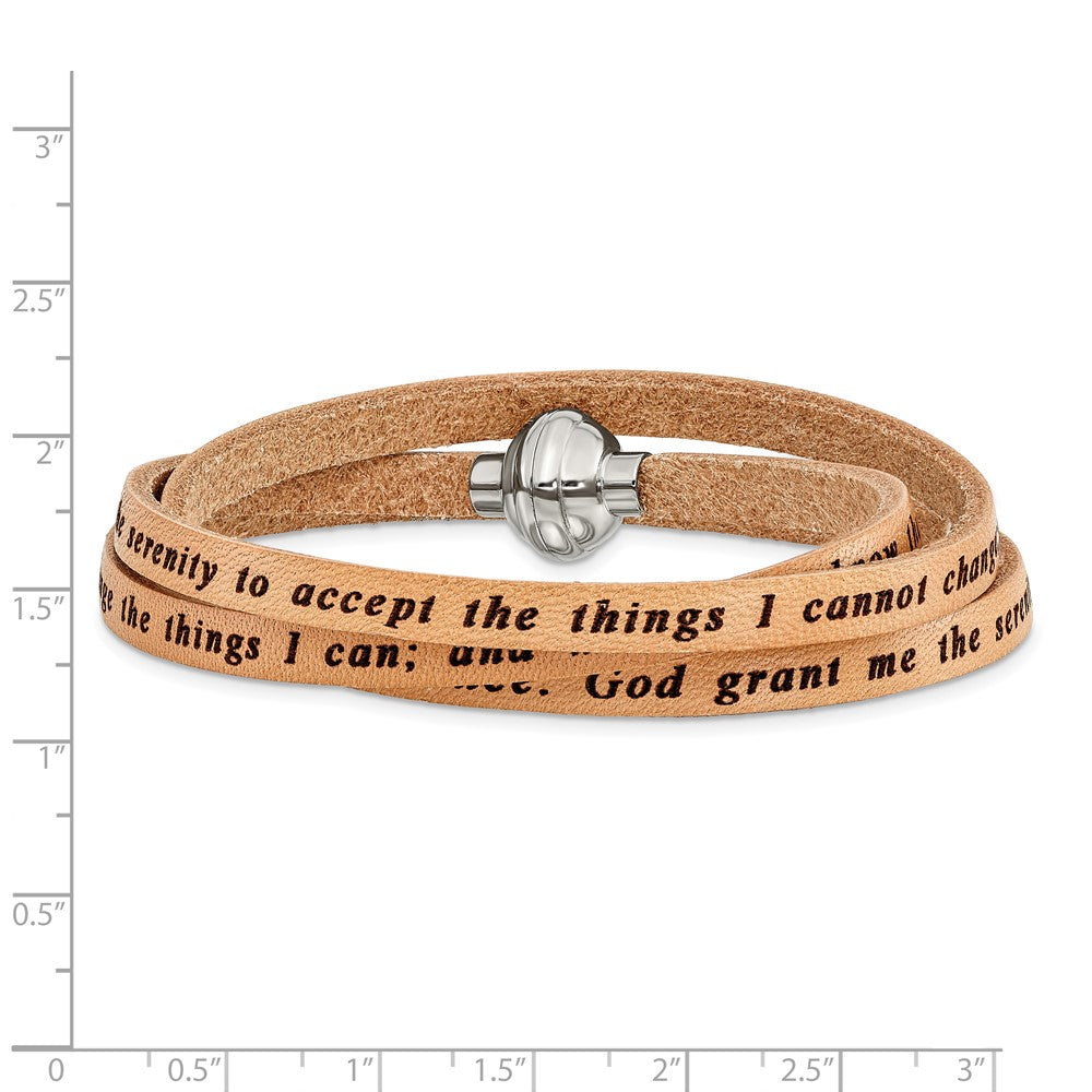 FJC Finejewelers Stainless Steel Adjustable and Stretch and Wrap Serenity Prayer Tan Leather Wrap 22.25 Inch Bracelet 22