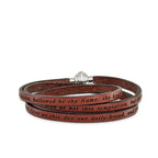 FJC Finejewelers Stainless Steel Lord's Prayer Brown Leather Wrap 22.25 Inch Bracelet 22.5 Inches x 5 mm