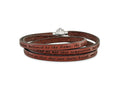 FJC Finejewelers Stainless Steel Lord's Prayer Brown Leather Wrap 22.25 Inch Bracelet 22.5 Inches x 5 mm