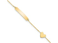 FJC Finejewelers 14 kt Yellow Gold Personalized Polished 5.5in Heart ID Bracelet 5.5 Inches x 4.5 mm