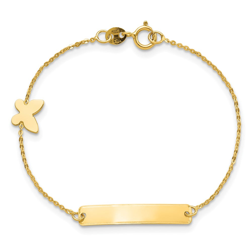 FJC Finejewelers 14 kt Yellow Gold Polished 5.5in Butterfly ID Bracelet 5.5 Inches x 4 mm