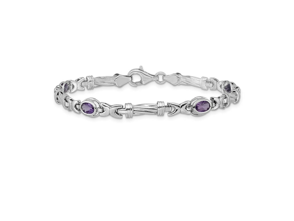 FJC Finejewelers 14 kt White Gold Amethyst Bracelet 7 Inches x 5 mm