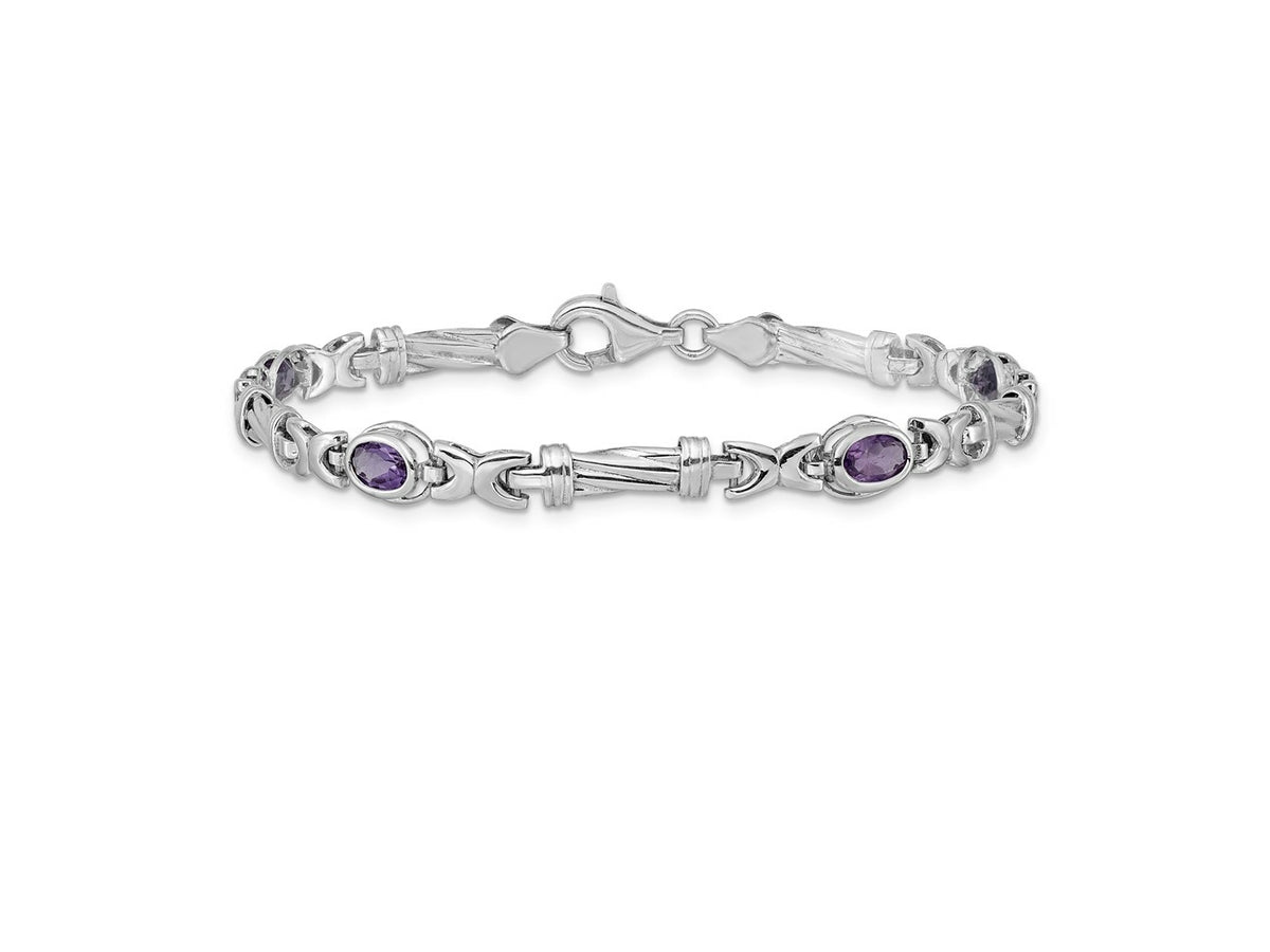 FJC Finejewelers 14 kt White Gold Amethyst Bracelet 7 Inches x 5 mm
