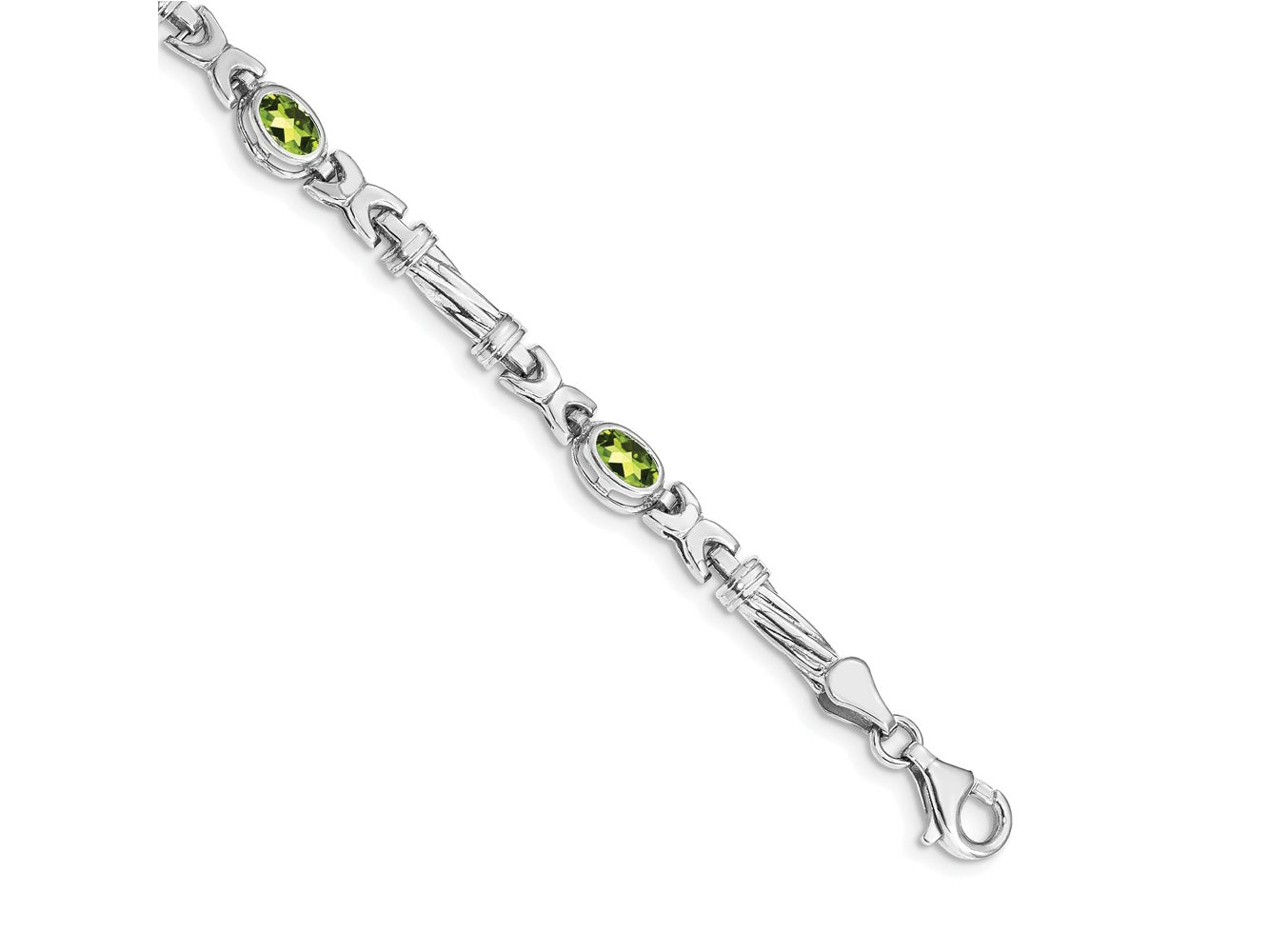FJC Finejewelers 14 kt White Gold Peridot Bracelet 7 Inches x 5 mm