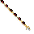 FJC Finejewelers 14 kt Yellow Gold 7x Oval Garnet Bracelet 7 Inches x 5 mm