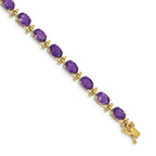 FJC Finejewelers 14 kt Yellow Gold Amethyst Bracelet 7 Inches x 5 mm
