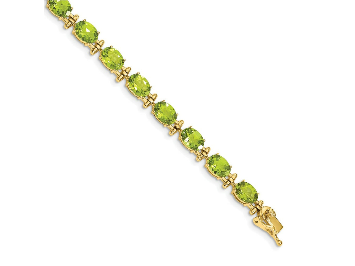 FJC Finejewelers 14 kt Yellow Gold Fancy Peridot Bracelet 7 Inches x 5 mm