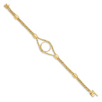 FJC Finejewelers 14 kt Yellow Gold Rope Chain with 4 Stations 15.0mm Prong Coin Bezel Bracelet 7.25 Inches x 19.7 mm
