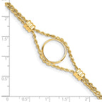 FJC Finejewelers 14 kt Yellow Gold Rope Chain with 4 Stations 15.0mm Prong Coin Bezel Bracelet 7.25 Inches x 19.7 mm