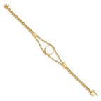 FJC Finejewelers 14 kt Yellow Gold Rope Chain with 2 Stations 13.0mm Prong Coin Bezel Bracelet 7.25 Inches x 17.8 mm