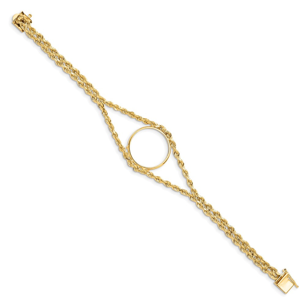 FJC Finejewelers 14 kt Yellow Gold Double Rope 21.6mm Prong Coin Bezel Bracelet 7.5 Inches x 28.2 mm