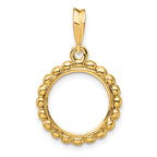 FJC Finejewelers 14 kt Yellow Gold with Beaded Edge 13.0mm Prong Coin Bezel Pendant