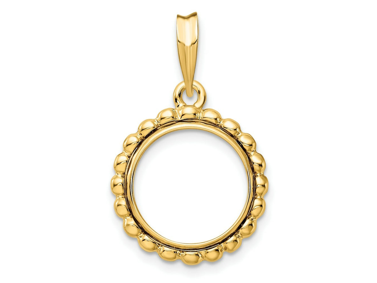 FJC Finejewelers 14 kt Yellow Gold with Beaded Edge 13.0mm Prong Coin Bezel Pendant