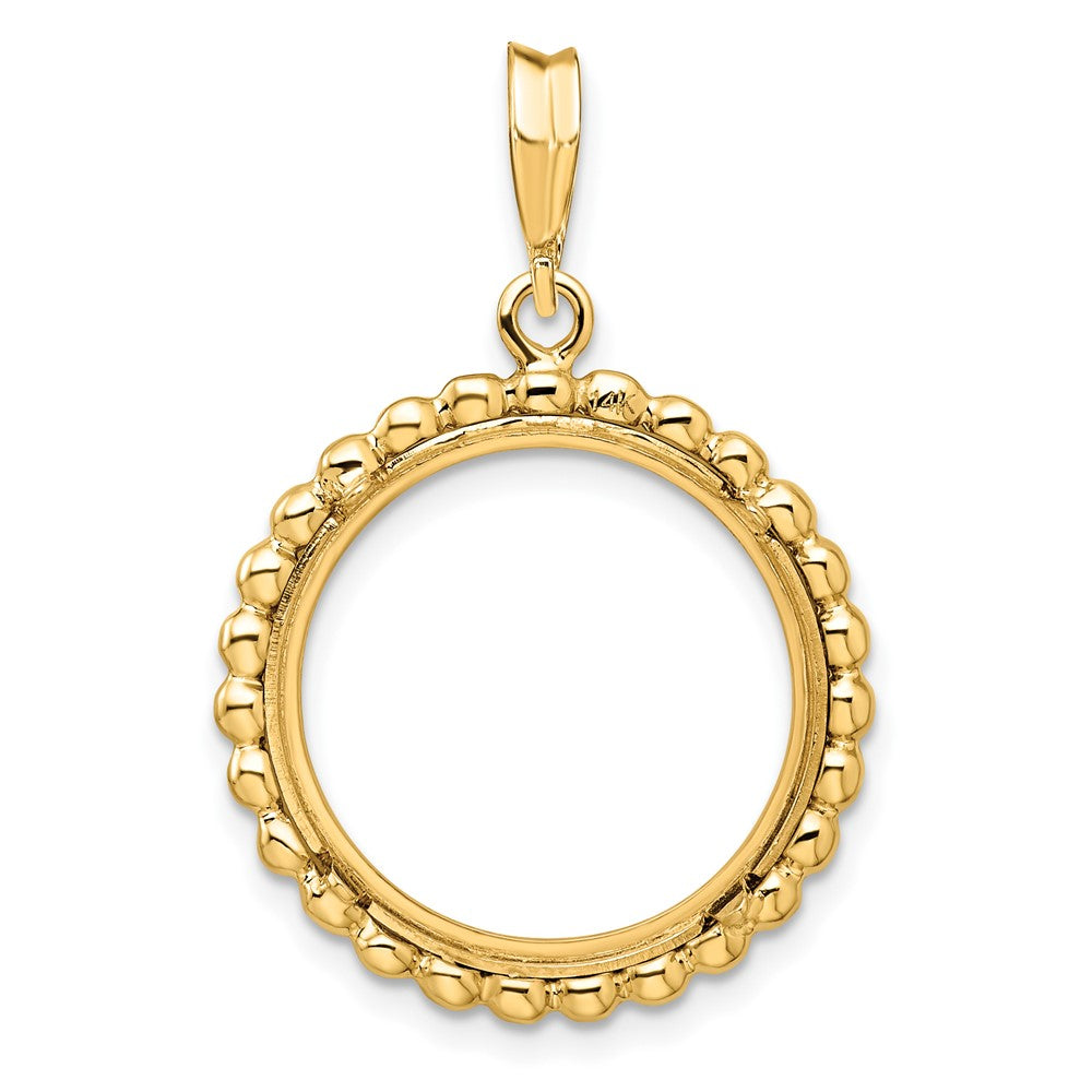 FJC Finejewelers 14 kt Yellow Gold with Beaded Edge 17.8mm Prong Coin Bezel Pendant